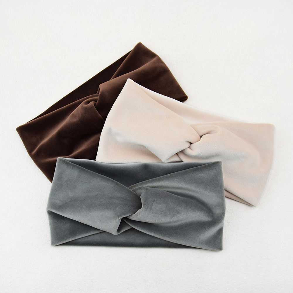 Stretch Strap Yoga - New Solid Velvet Wide Cross Headbands