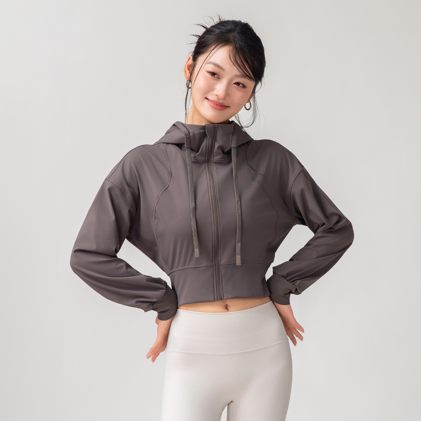 Yoga & Fitness Center - Women's Solid Color Casual Stand Collar