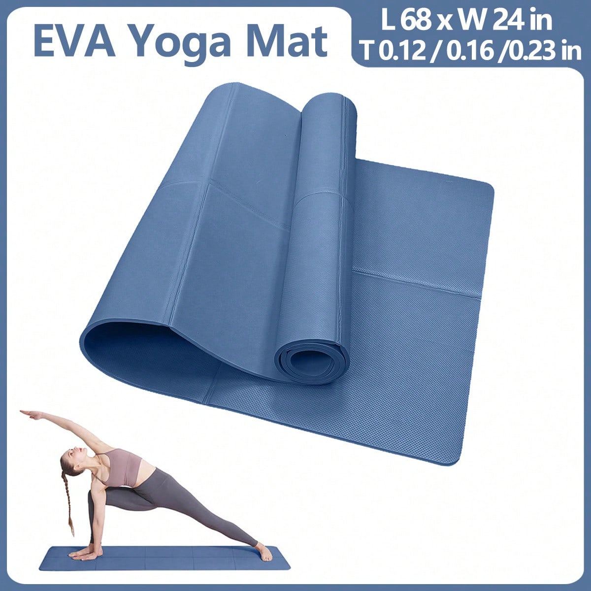 Thick Yoga Mat - Foldable Yoga Mat Dark Blue Eco