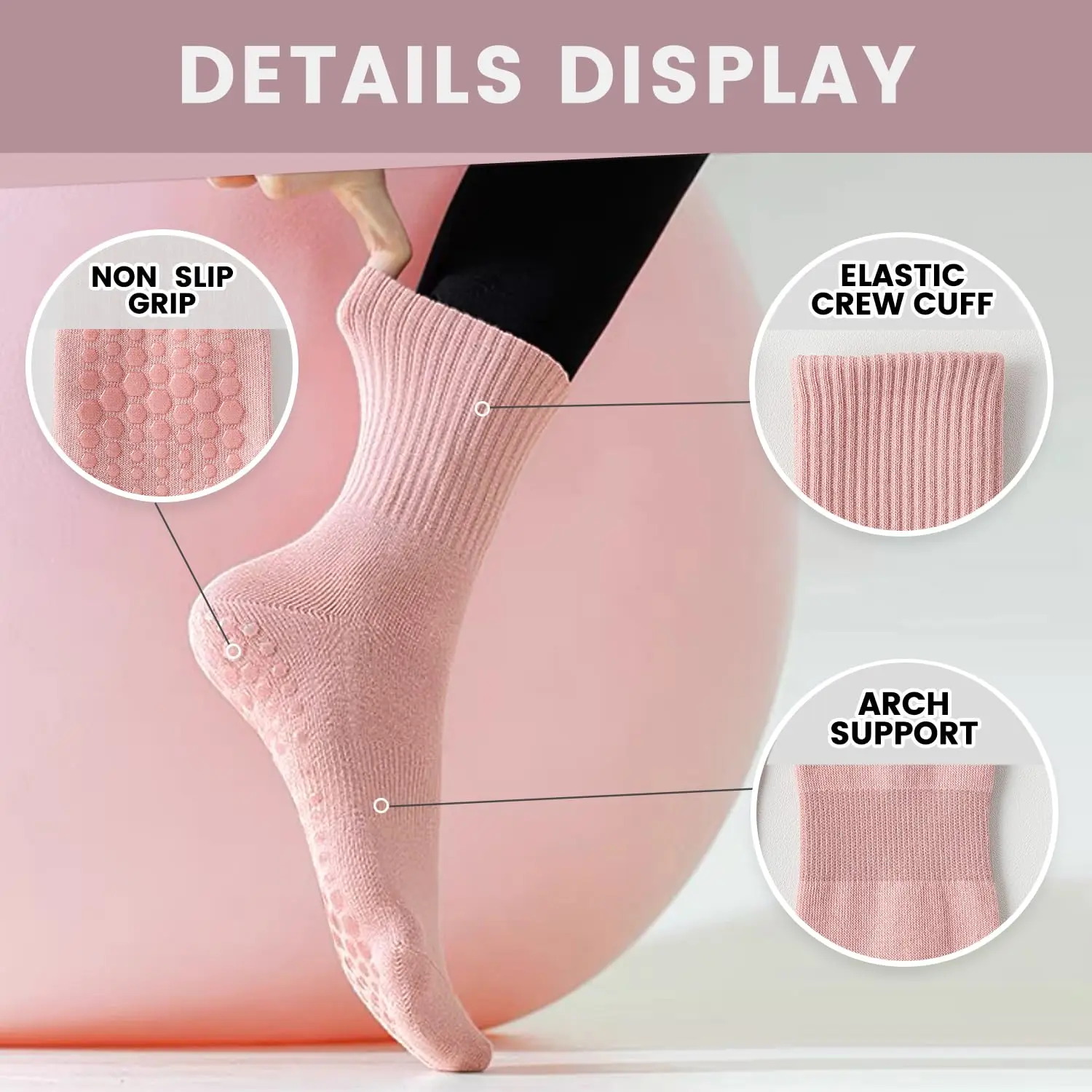 4 pairs of women's yoga socks, - огляд і ціна Yoga & Fitness Center